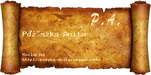 Pászka Anita névjegykártya