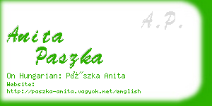 anita paszka business card